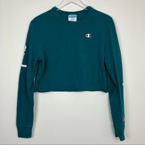 CHAMPION Teal Long Sleeve Crop Tee Small